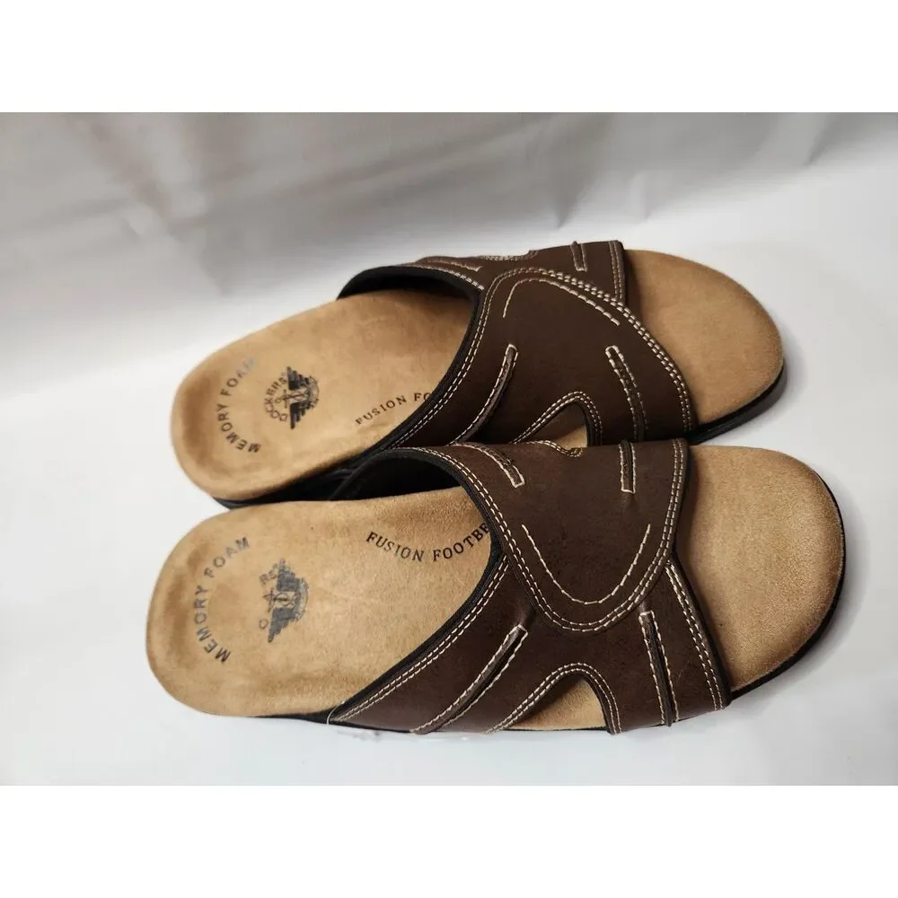 Dockers Memory Foam Fusion Footbed Sandals Men’s 8M Brown Slide Comfort